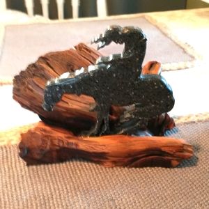 Southwest native American driftwood with Indian warrior on horse